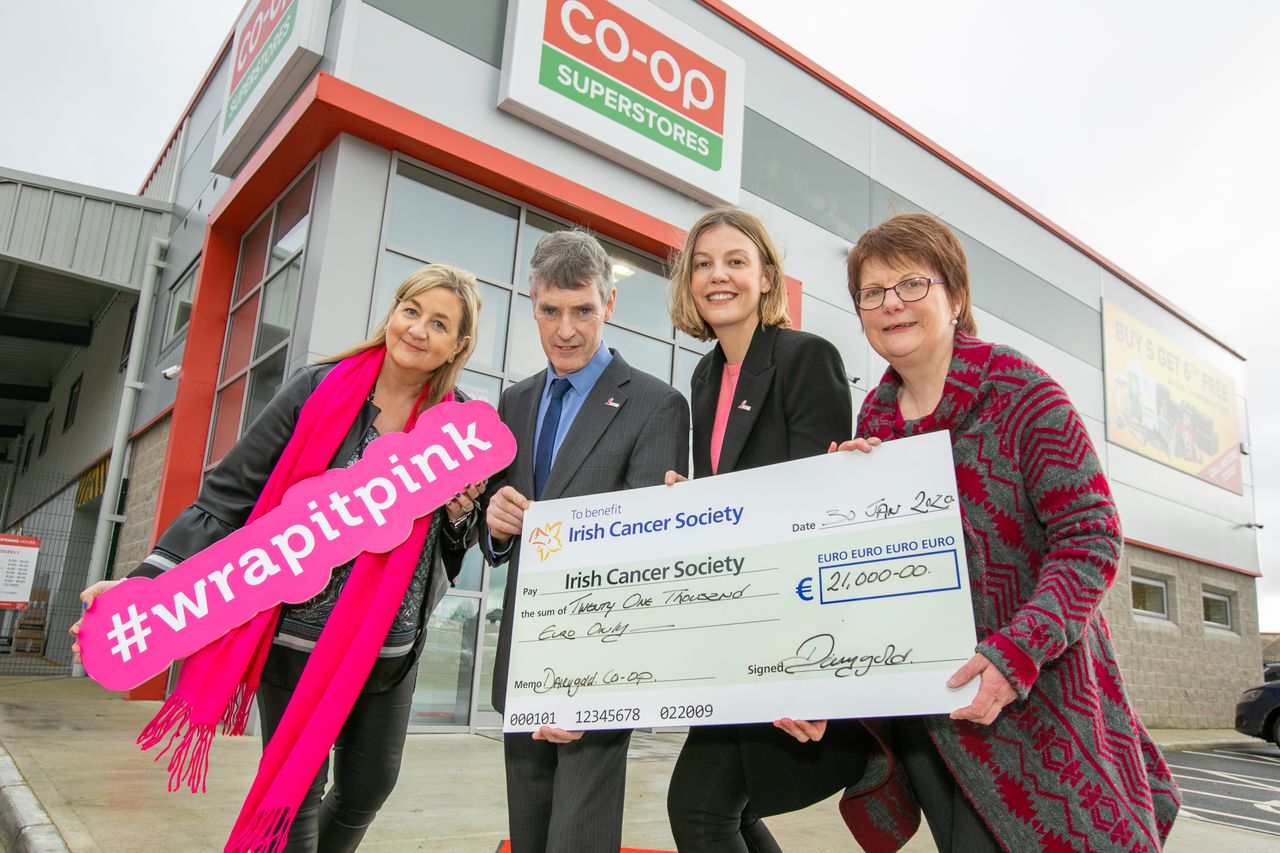 Dairygold 'Wrap It Pink' raises €21,000 for Irish Cancer Society