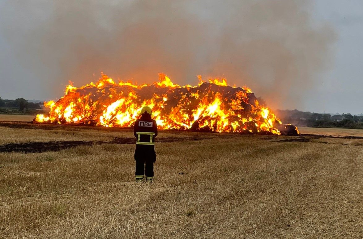 Video: Firefighters called out to tackle bale blaze in Meath