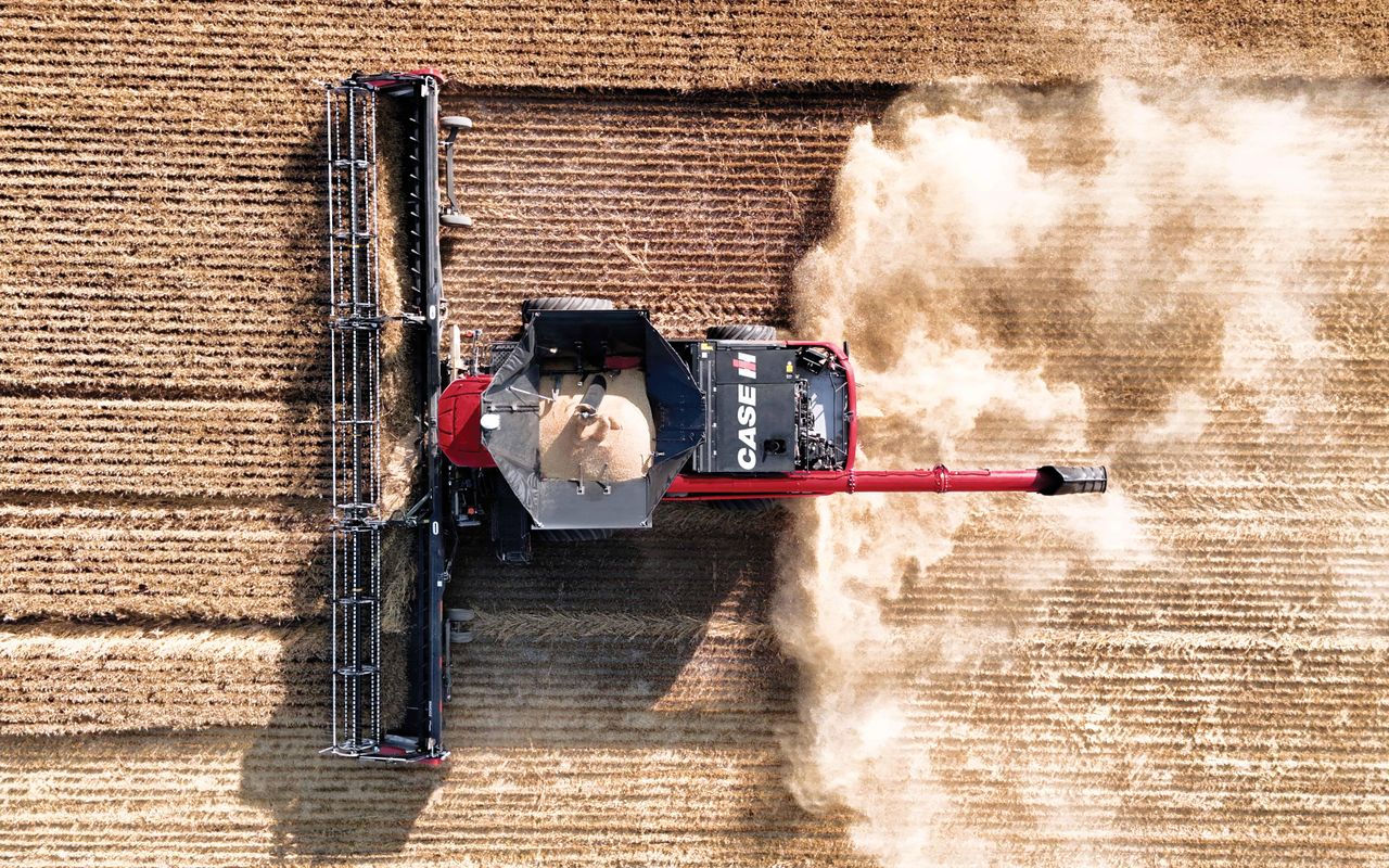 The rear straw chopper is said to be capable of spreading the residue up to 18m