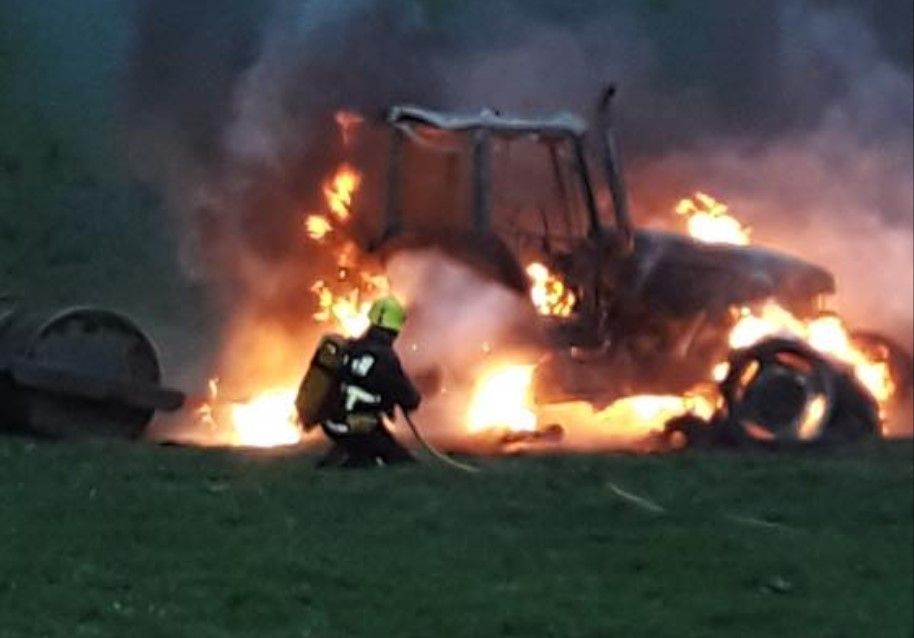Firefighters tackle tractor blaze in Cavan