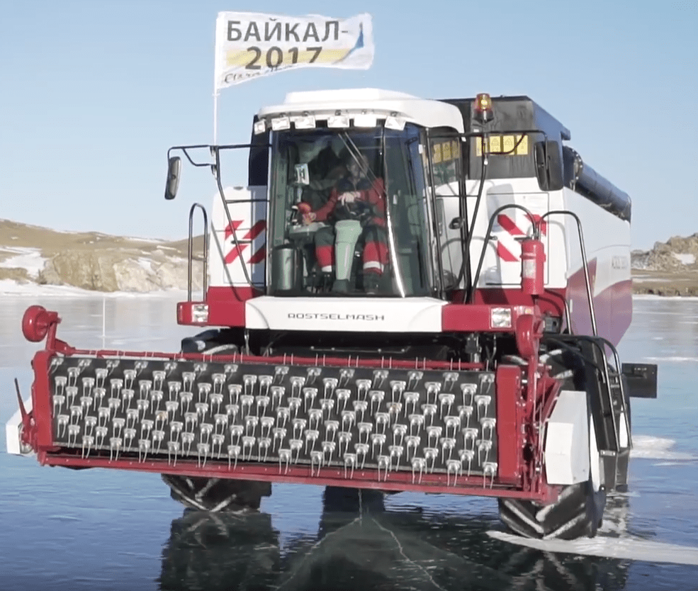 Video: Watch a high-powered tractor and combine 'skating' on ice