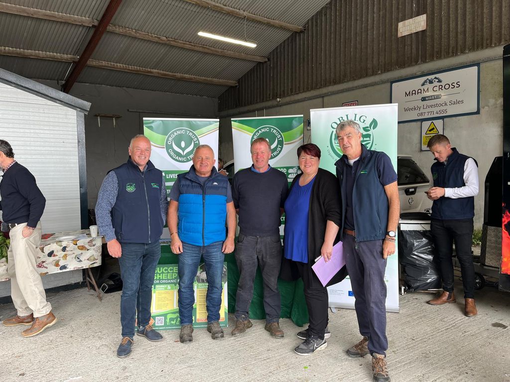 L-R: Joe Kelleher, Teagasc organics specialist; Michael O'Grady, Newport, Co. Mayo; Joe Scahill, Westport, Co. Mayo; Breege Biggins, the Neale, Ballinrobe and John Noonan Teagasc organics adviser