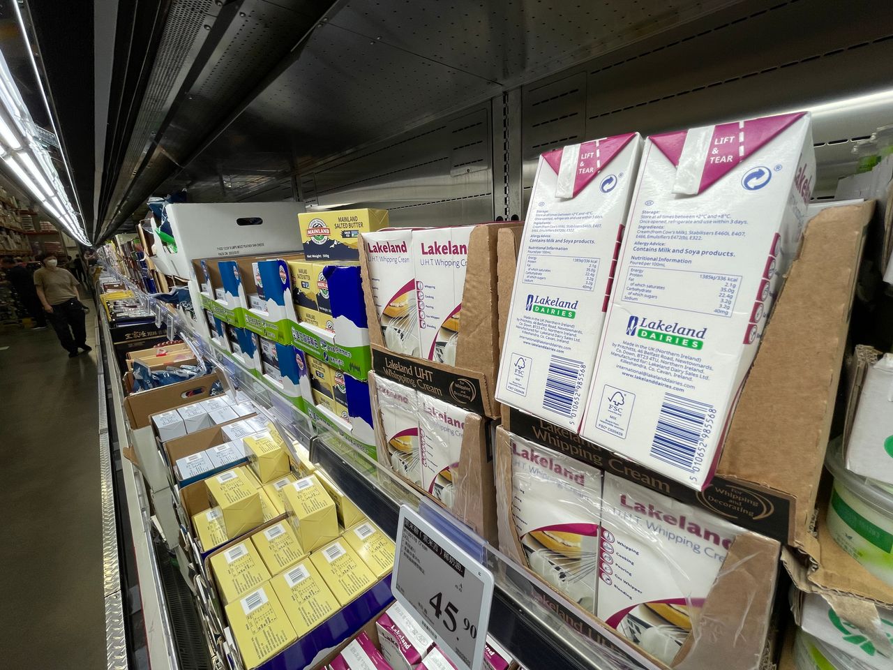 Irish dairy produce on shelves in Shanghai