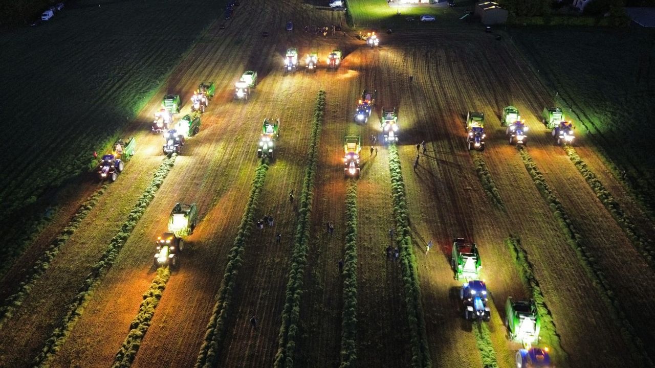 Farmers bale silage from dusk to dawn for Darkness into Light