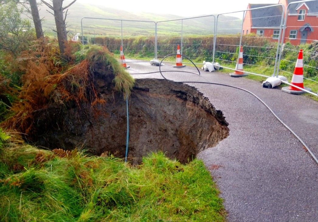 Sinkhole opens on rural roadside prompting safety concerns