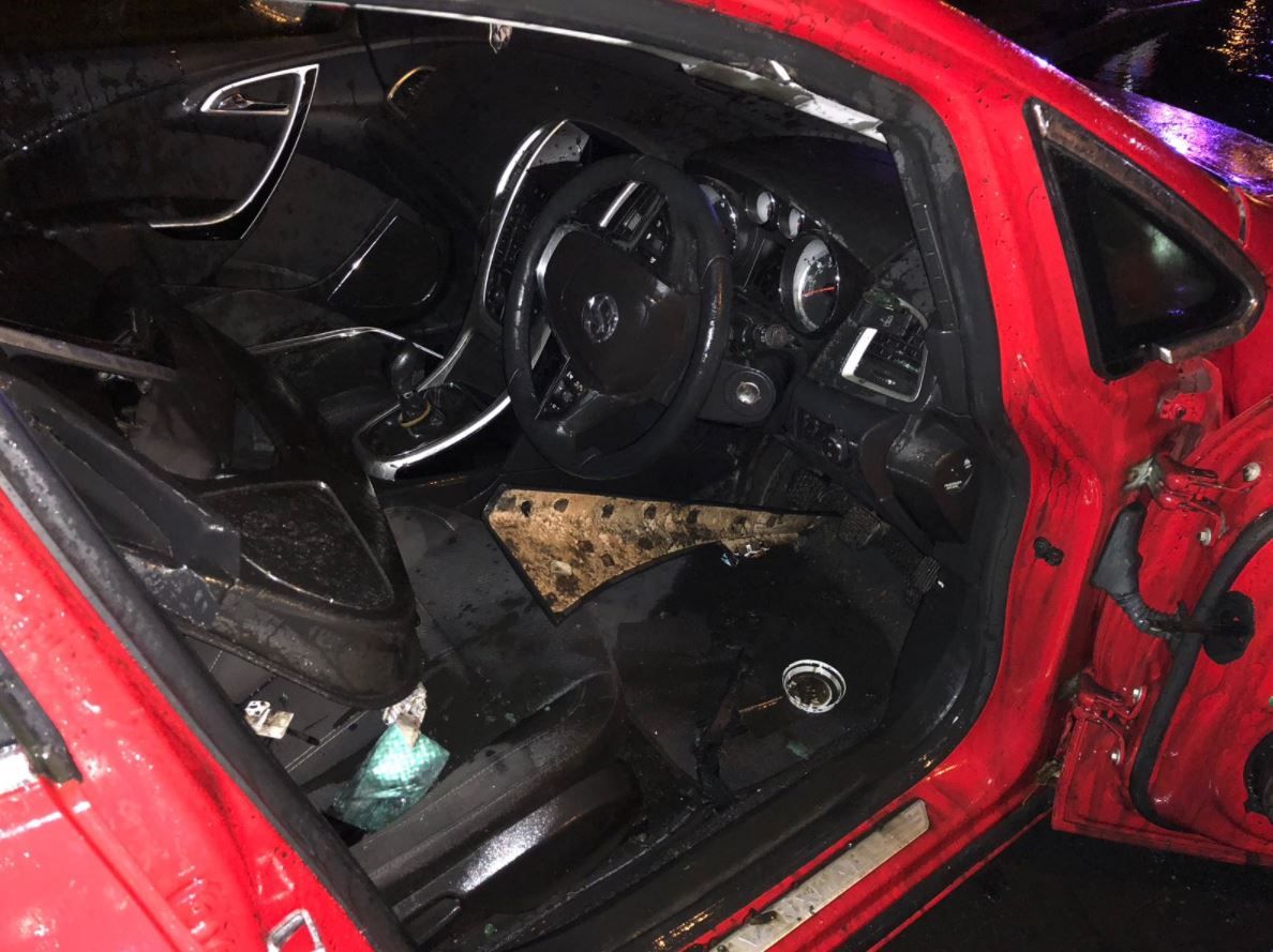 Pics: Car filled with pig slurry after collision with tanker