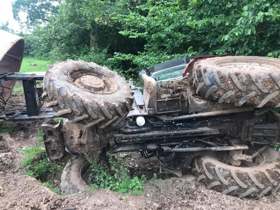 Firefighters rescue UK farmer from overturned tractor