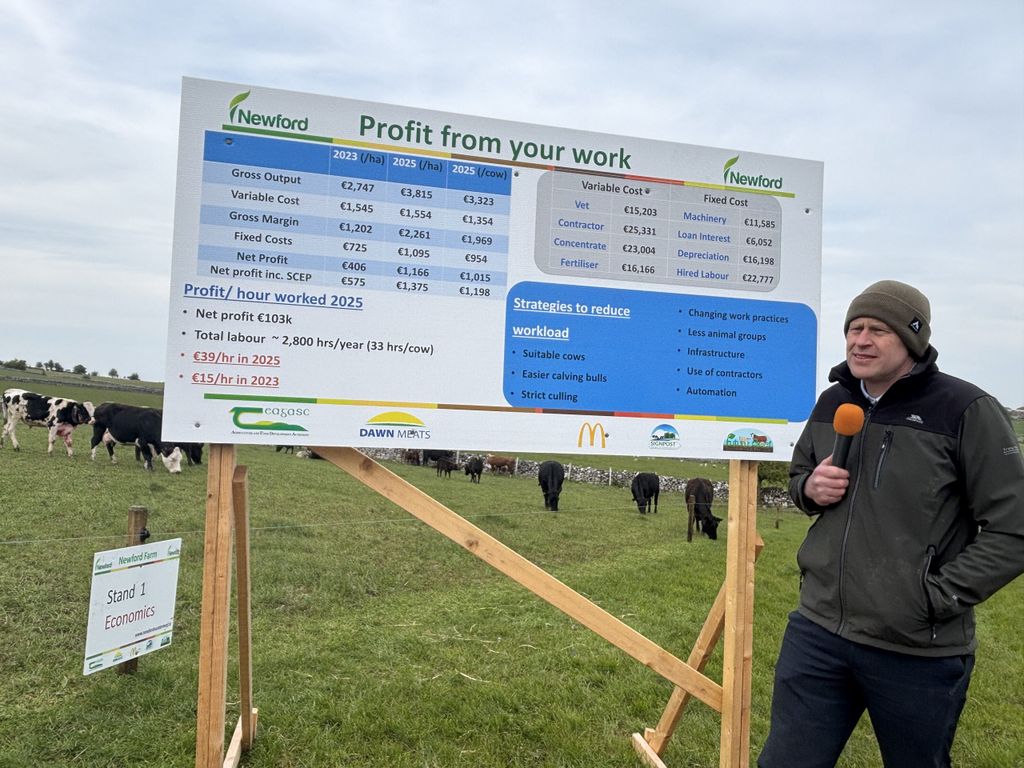 Teagasc's Padraig French discussing profitability at the Newford Suckler Breeding Open Day