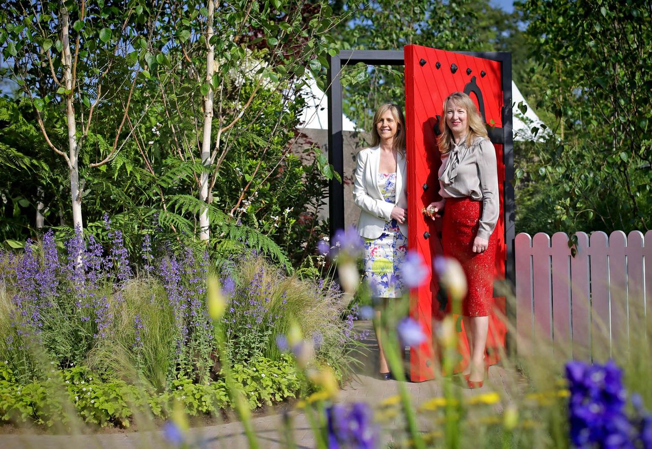 Dee Ahearn, Chief Executive of Barretstown  and Siobhán Talbot, Group Managing Director of Glanbia plc pictured at the Barretstown garden. 