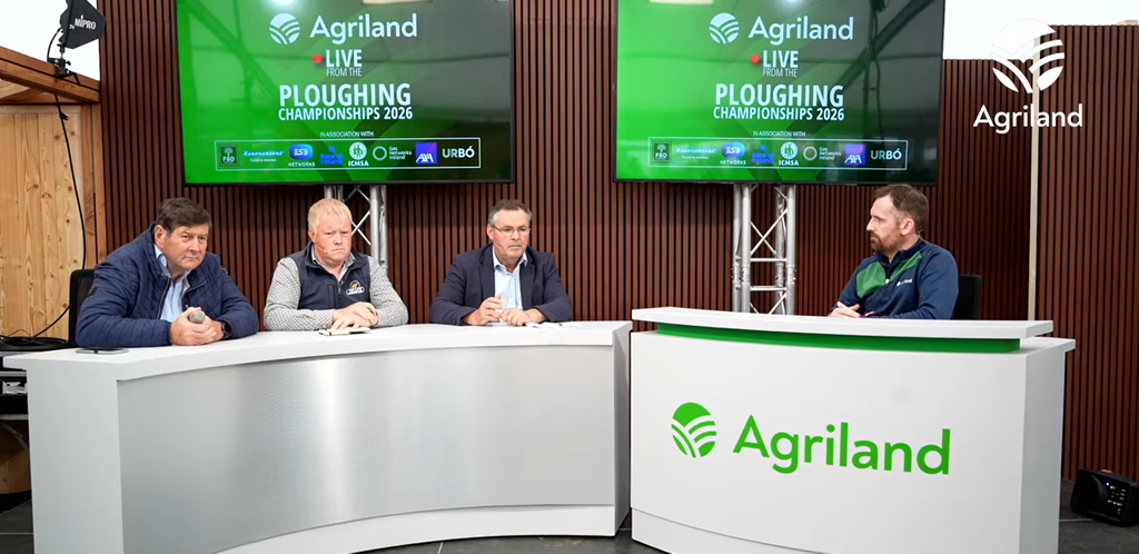 (L-R) Paul Nolan, Dawn Meats; Eric Driver, Tullow Mart; and Sean Sherman, ICSA, talking with Agriland's Charles O'Donnell