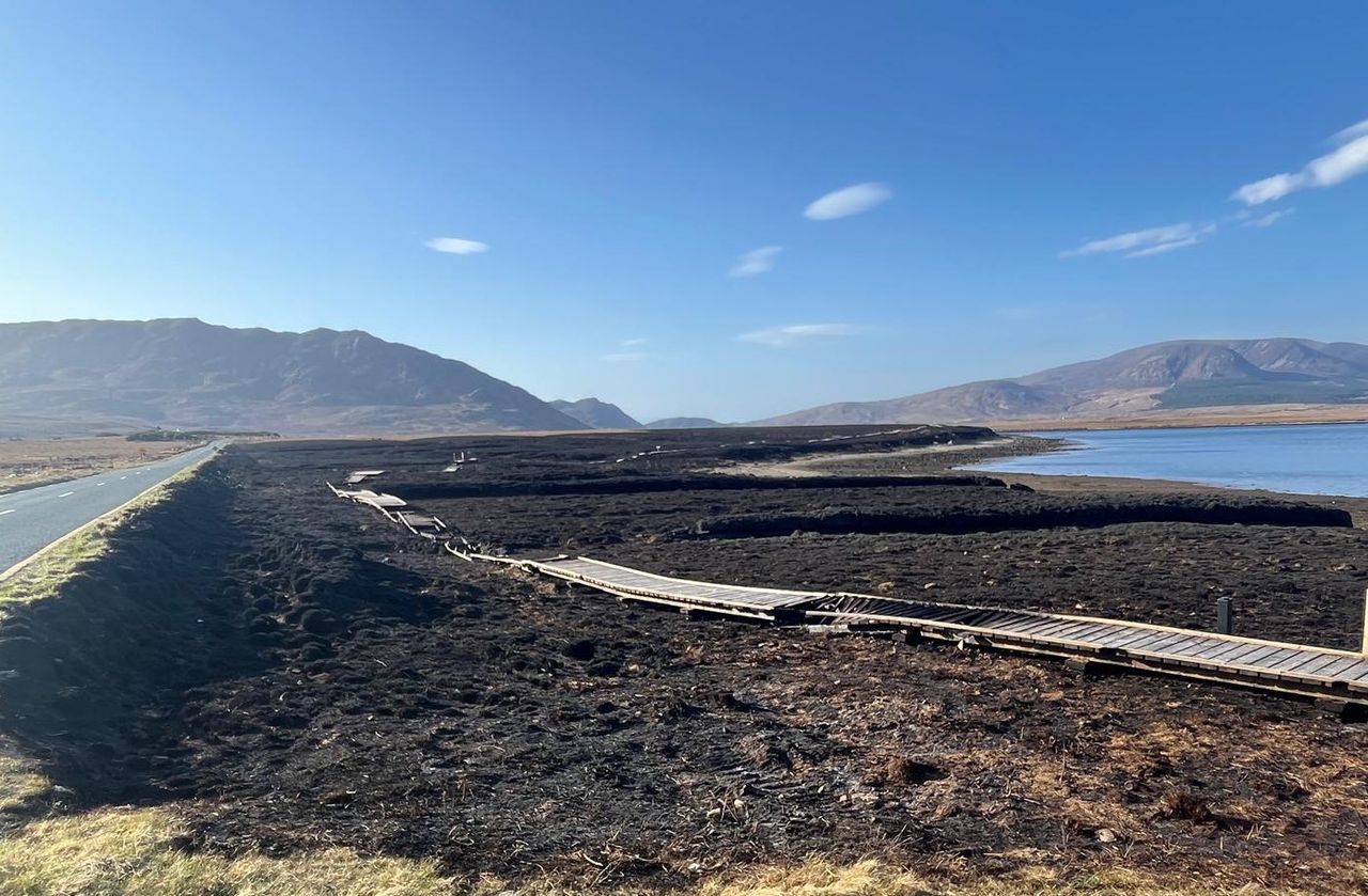 Path destroyed by wildfire at Co. Mayo national park
