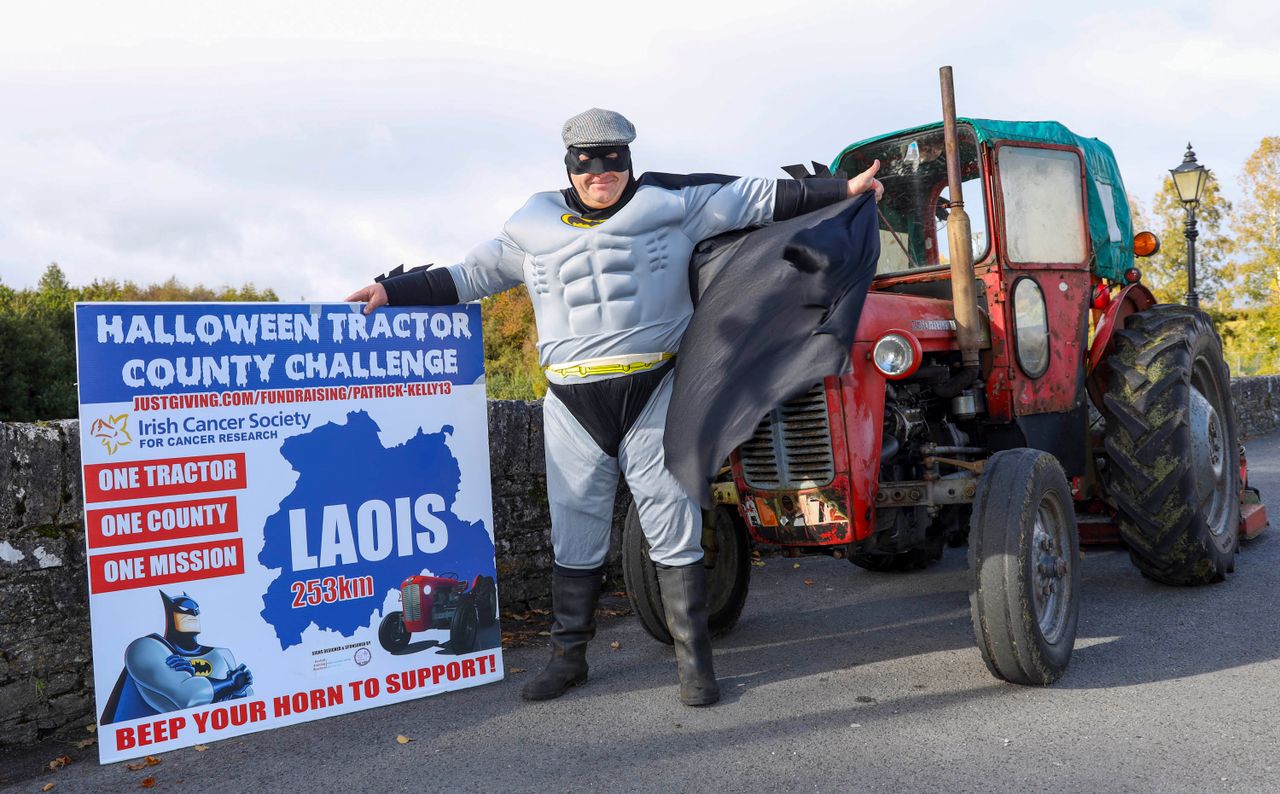 Batman takes to his Massey Ferguson for fundraiser