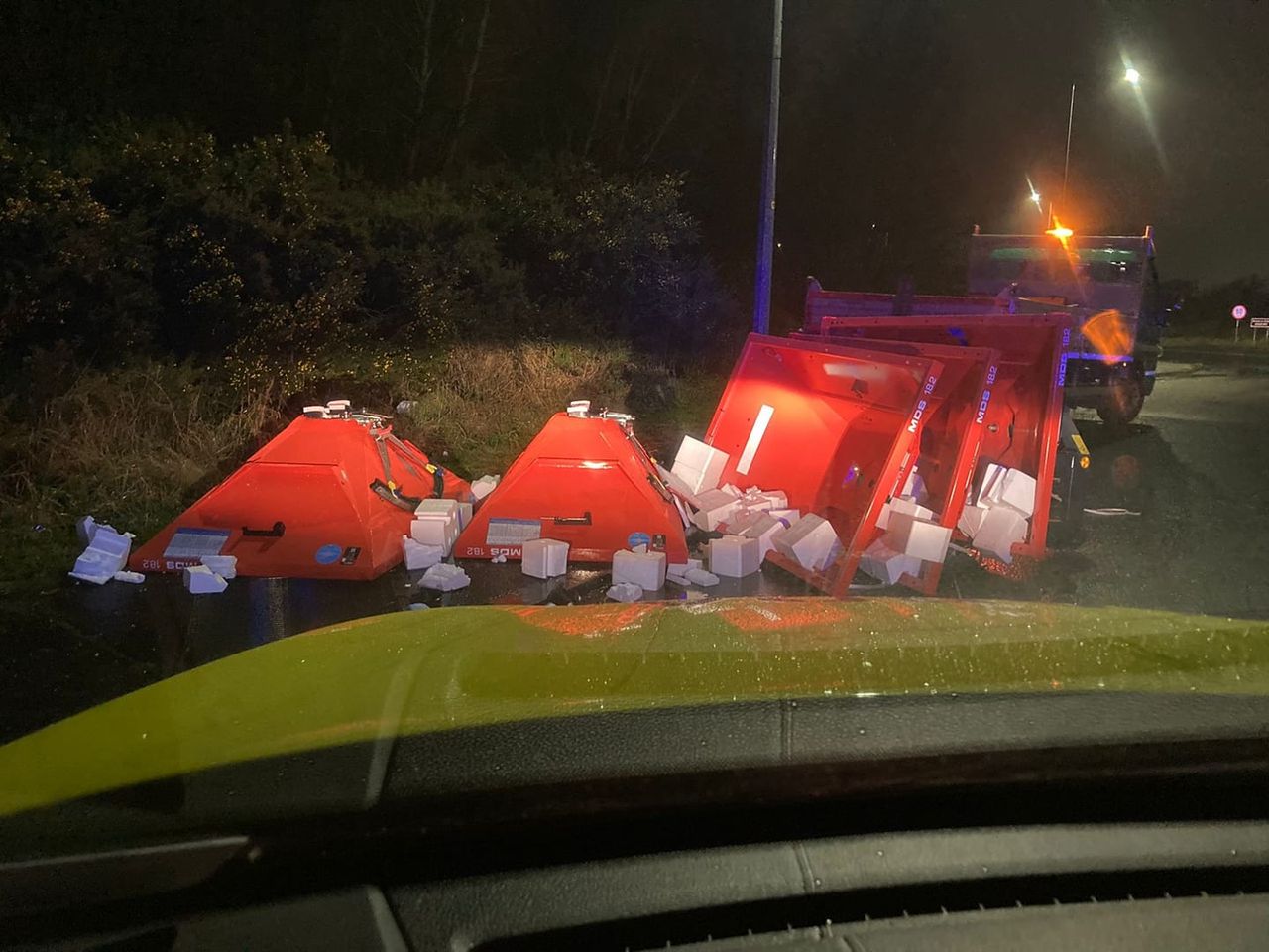 Gardaí seek owner after fertiliser spreaders fall off lorry