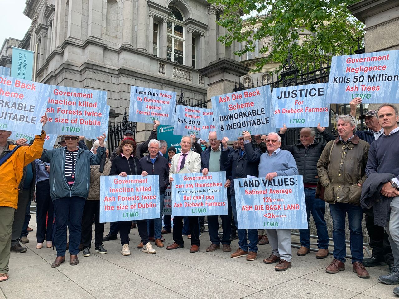 Watch: Protesters demand 'justice' for ash dieback farmers