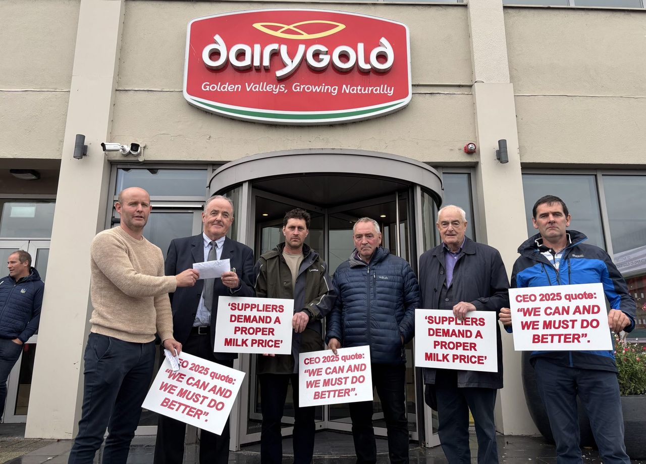 Video: Over 200 farmers gather outside Dairygold over milk price cut