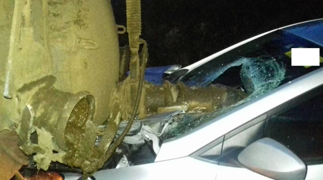 Slurry tanker 'caked' in muck involved in crash
