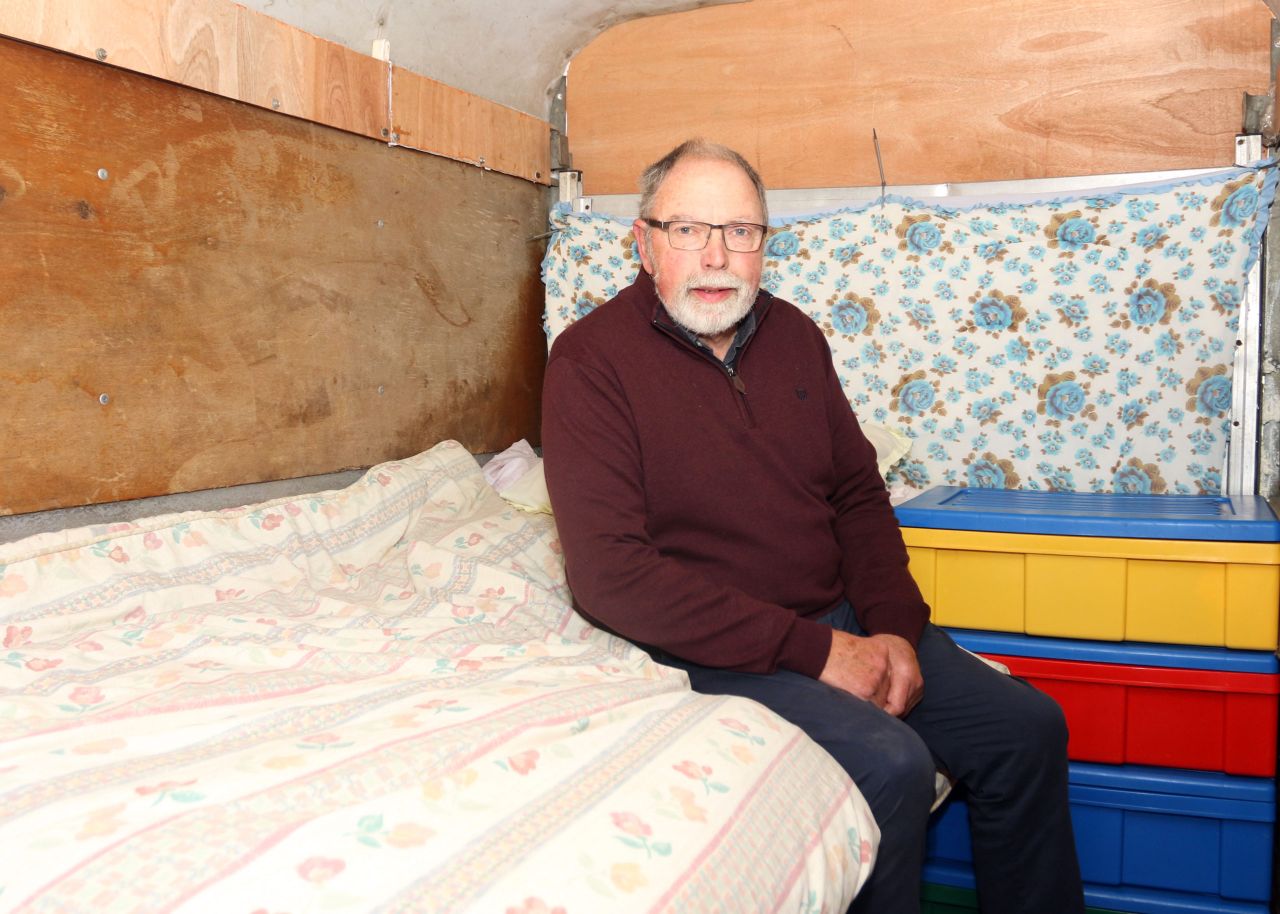 Edward Ruddle, in his self-made bedroom in his trailer on his tour to Kilgarvan from Rathkeale. Image: Brendan Gleeson
