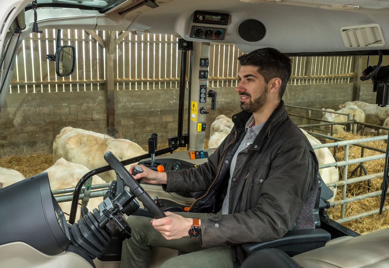 Inside the cab of Massey Ferguson 5711 Dyna-4