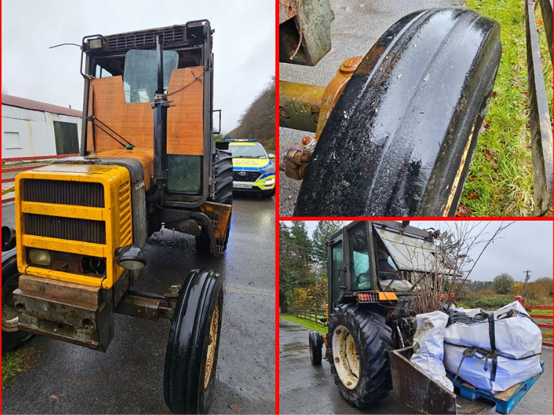Gardaí stop tractor driver who replaced windscreen with timber