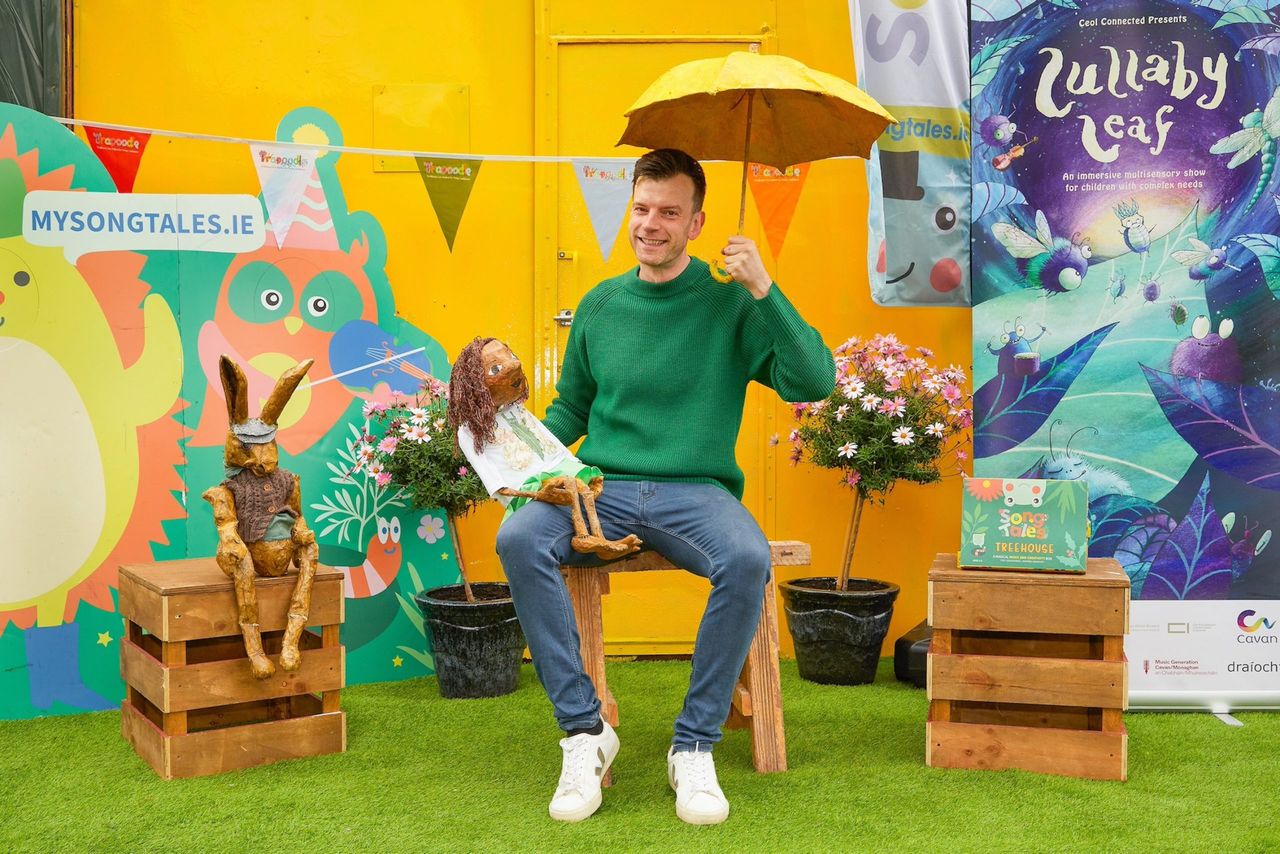 Thomas outside the converted mushroom house that has been transformed into Ceol Connected's storage space