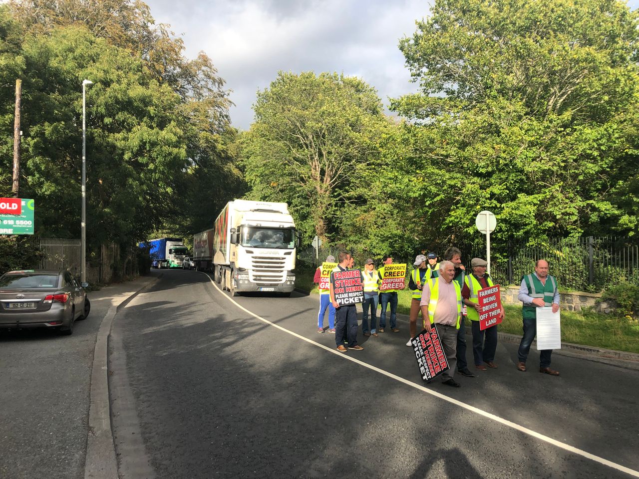 Protesters delay lorries leaving Tesco Distribution Centre in Ballymun