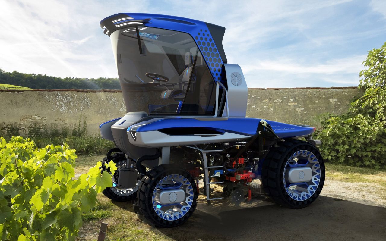 Existing only as a computer generated image, the new straddle tractor is an exercise in form as much as function