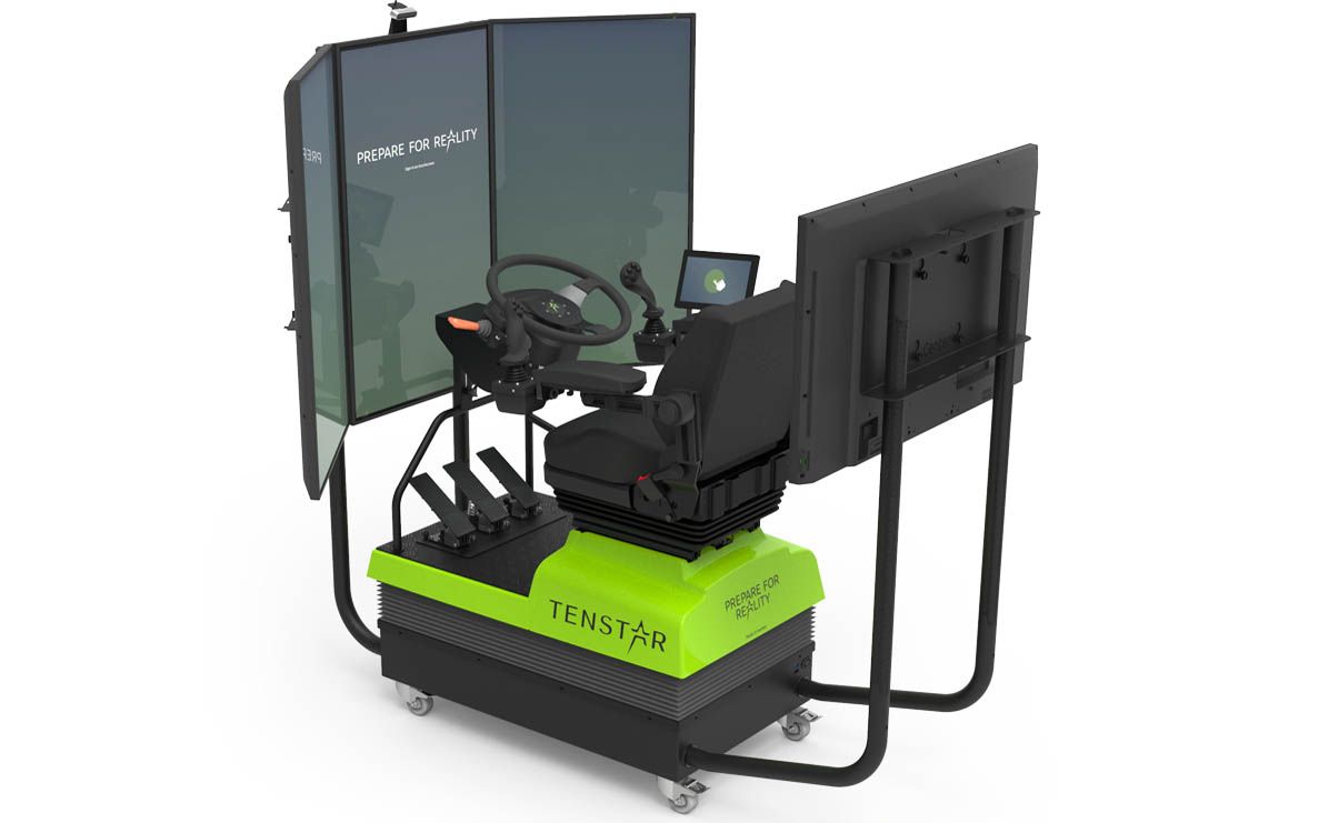 The simulators are self-contained units with a dynamic seat