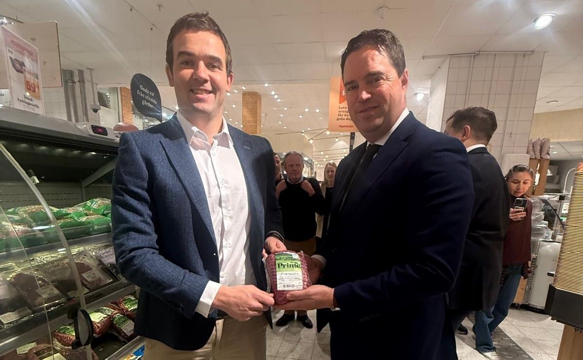 Minister Martin Heydon with Daniel O’Dwyer, Dawn Meats Scandinavian sales manager, visiting Axfood, one of Sweden’s leading grocery retailers and a key customer for Irish beef.