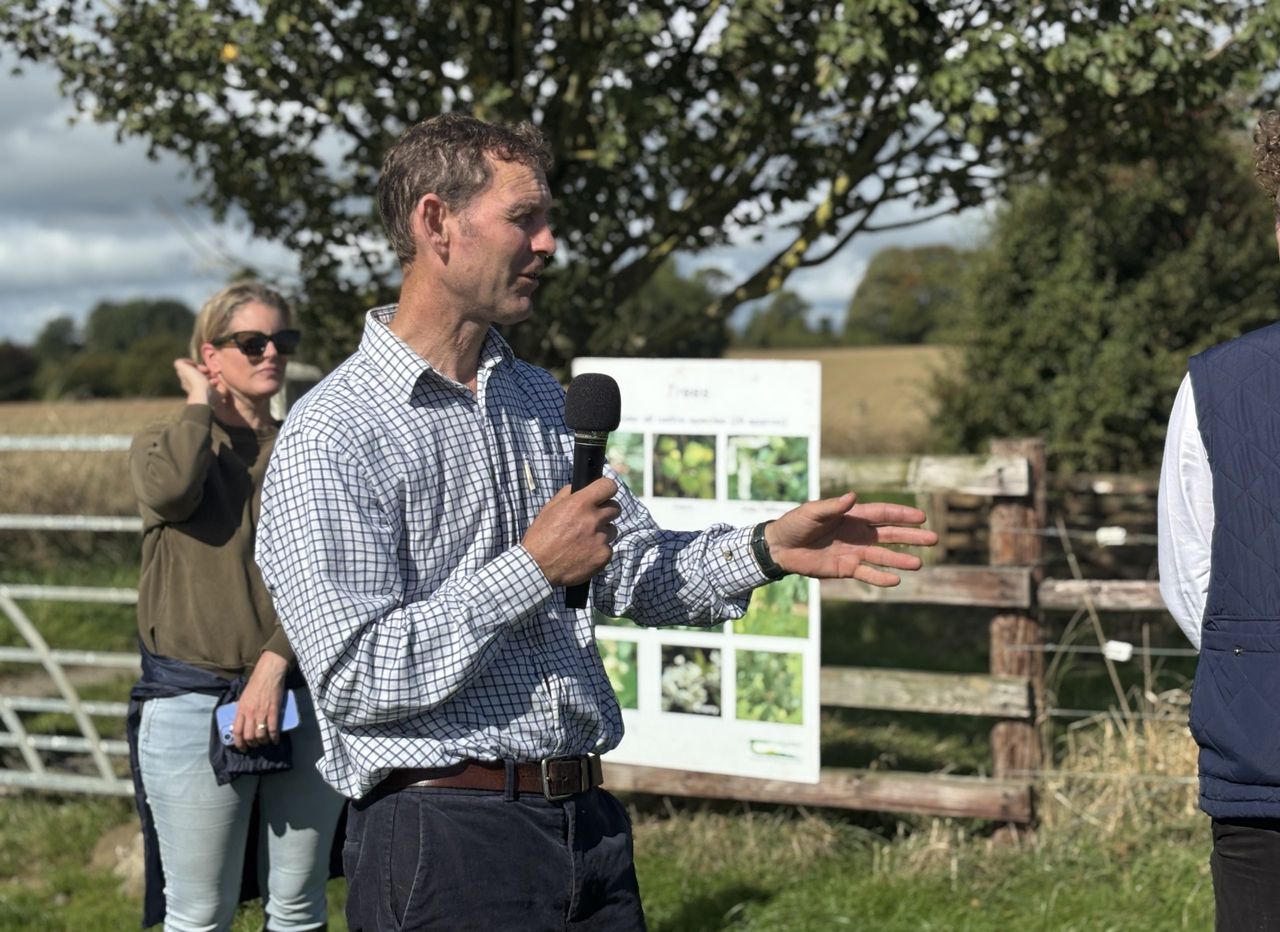 David Redhouse from Newgrange Farm in Co. Meath explaining some of the measures on his farm that support healthy waterways, productive farming, and sustainable land management