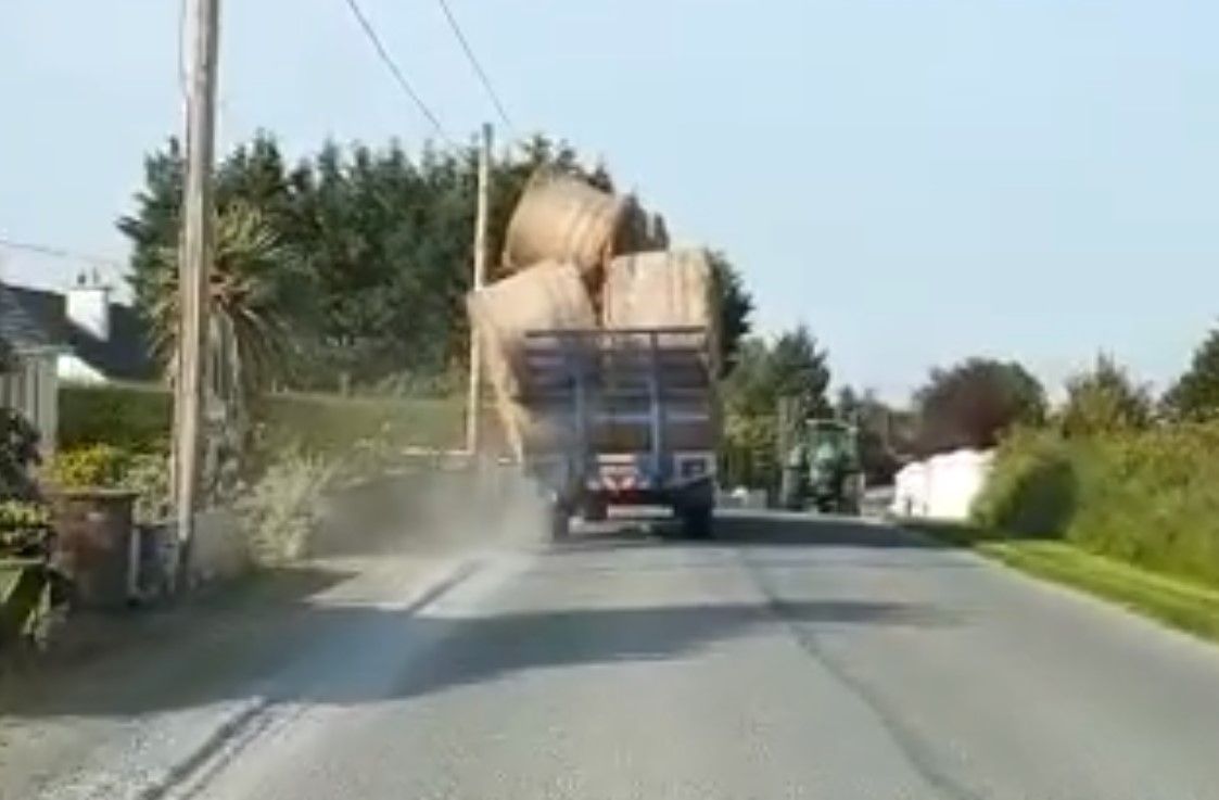 Video: Striking scenes of tumbling bales prompt Garda warning