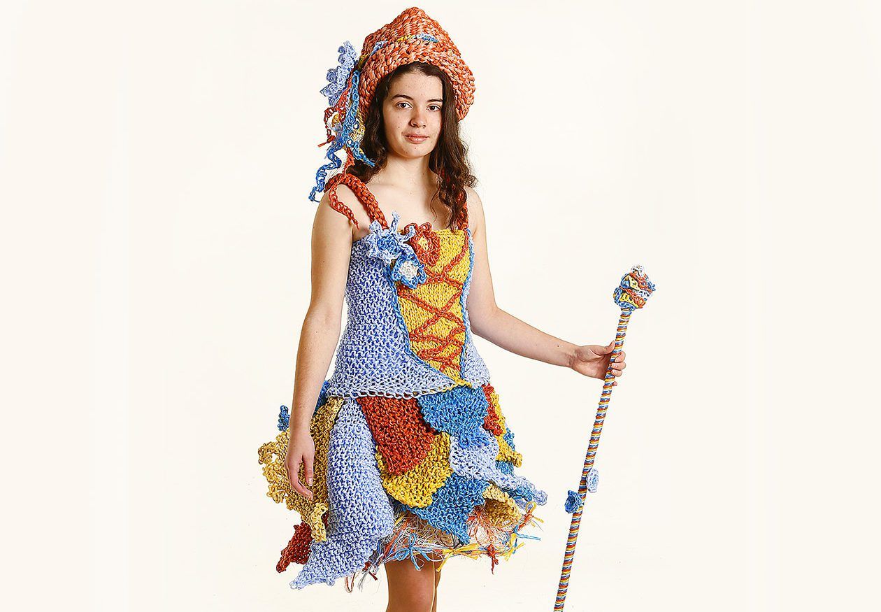 Meath student creates Junk Kouture dress from baling twine