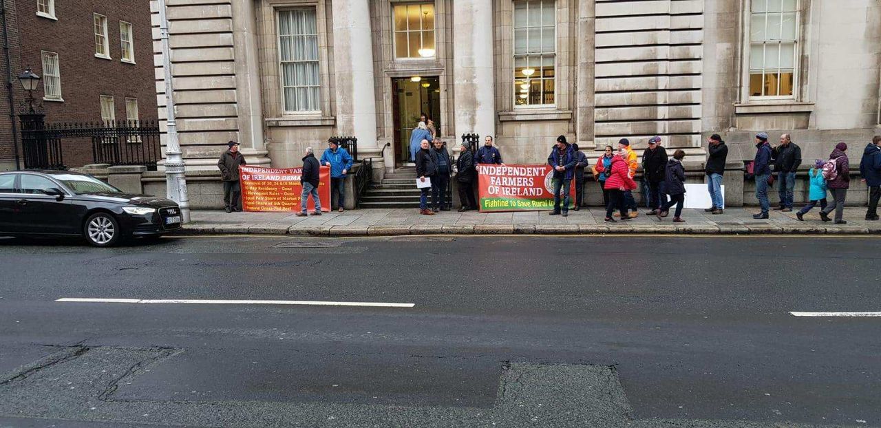 IFOI protesters call for VAT change outside department offices in Dublin