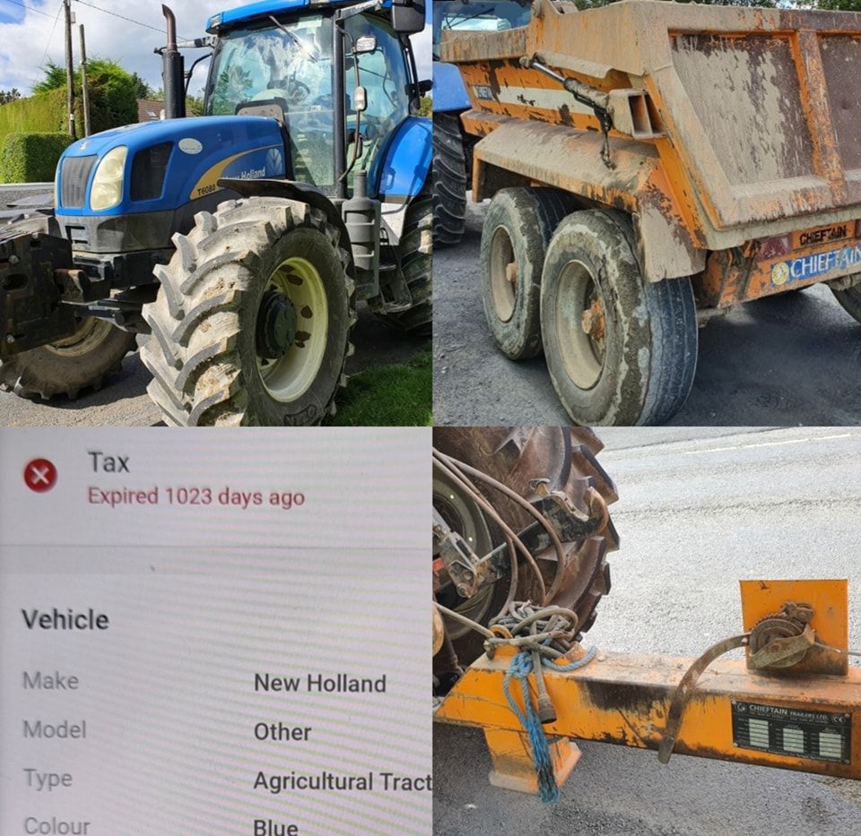 Gardaí seize tractor and trailer at Tipperary checkpoint