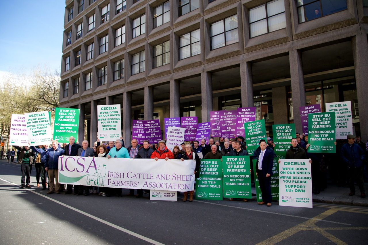 Pics from today's ICSA protest on Mercosur and TTIP