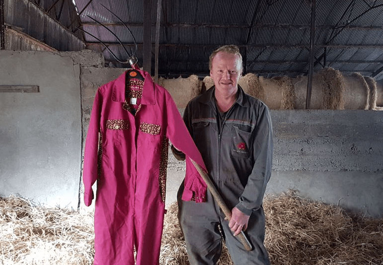 Dairy farmer to 'Embrace' pink and leopard-print overalls for Valentine's