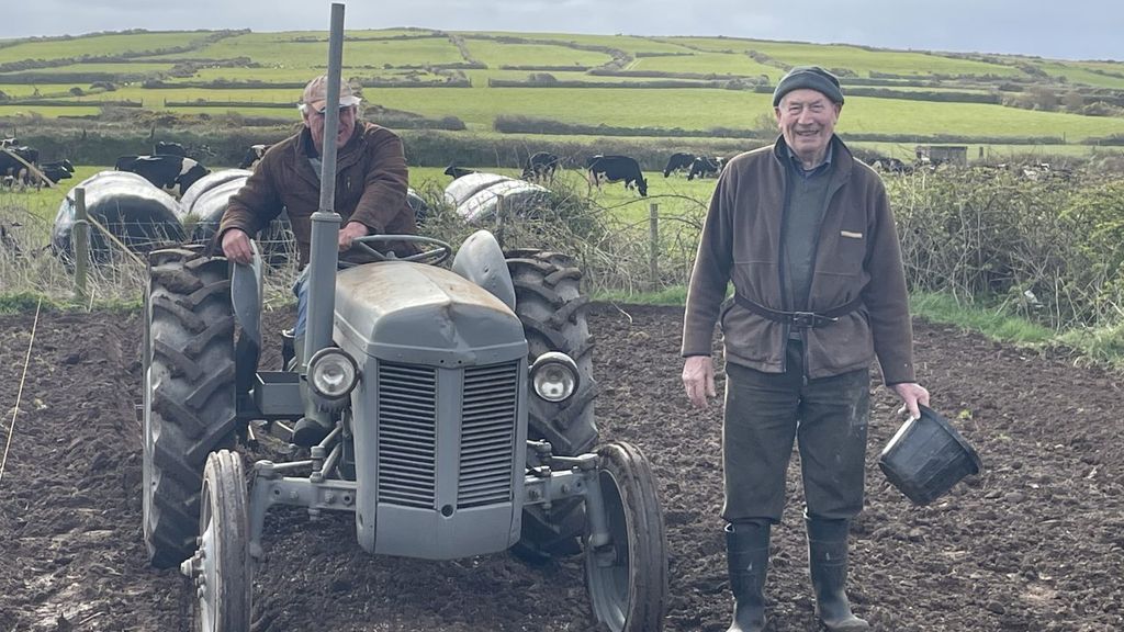 One of the images from the calendar showing farmers setting potatoes in west Kerry. Source: Dinny Galvin