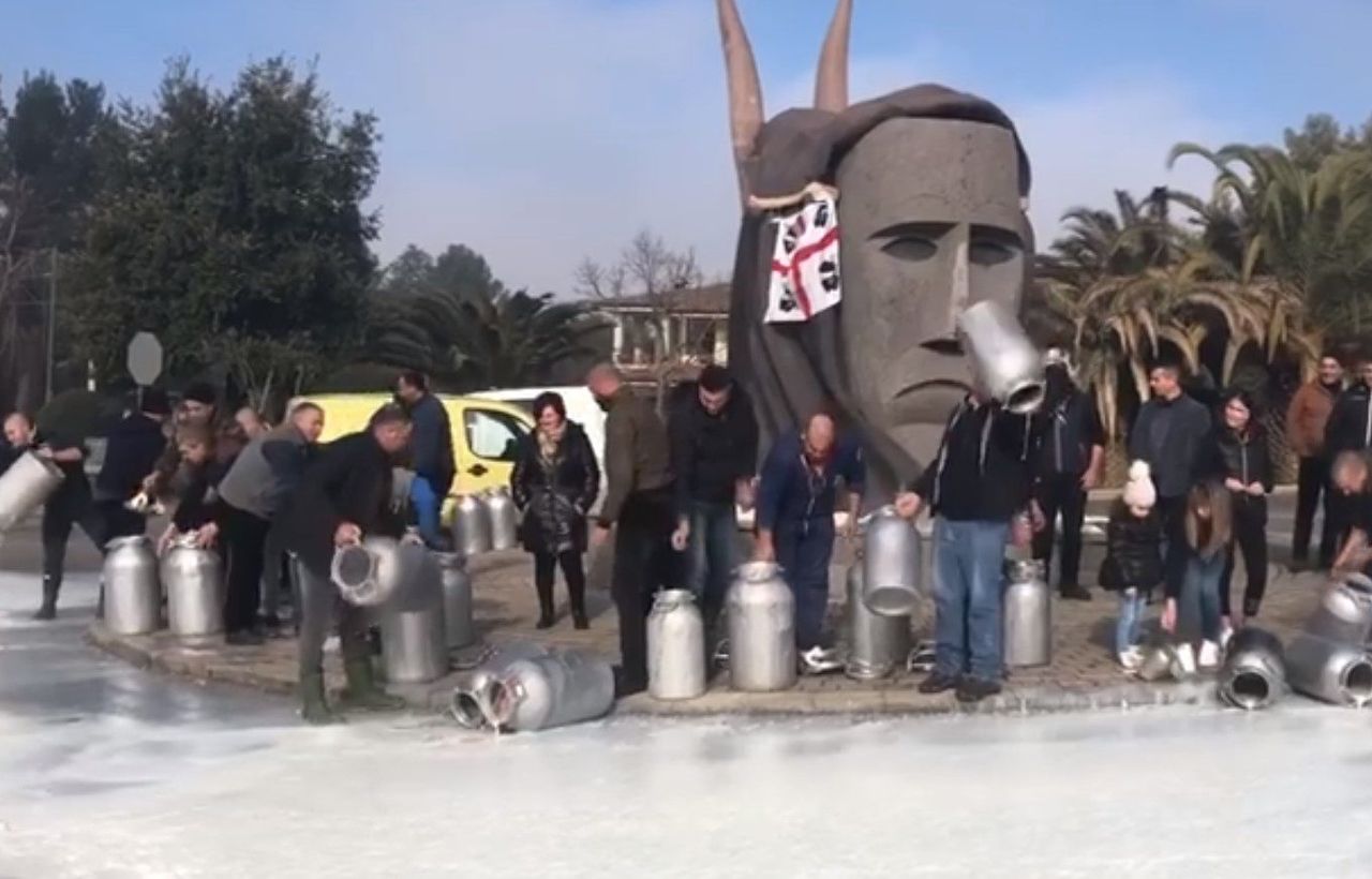 Video: Italian farmers dump milk on streets in price protest