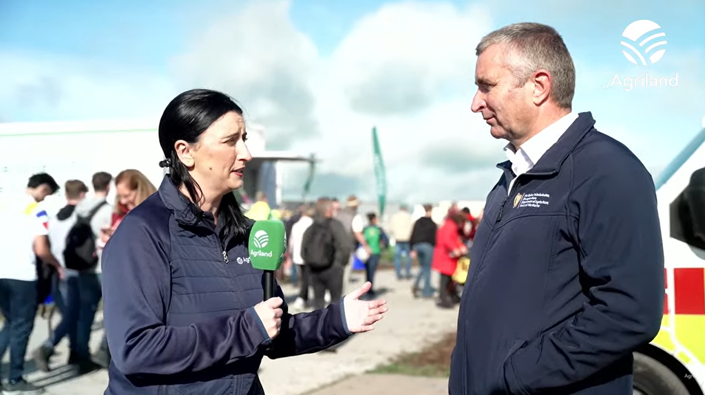 Minister of State Niall Collins with Agriland's Aisling O'Brien