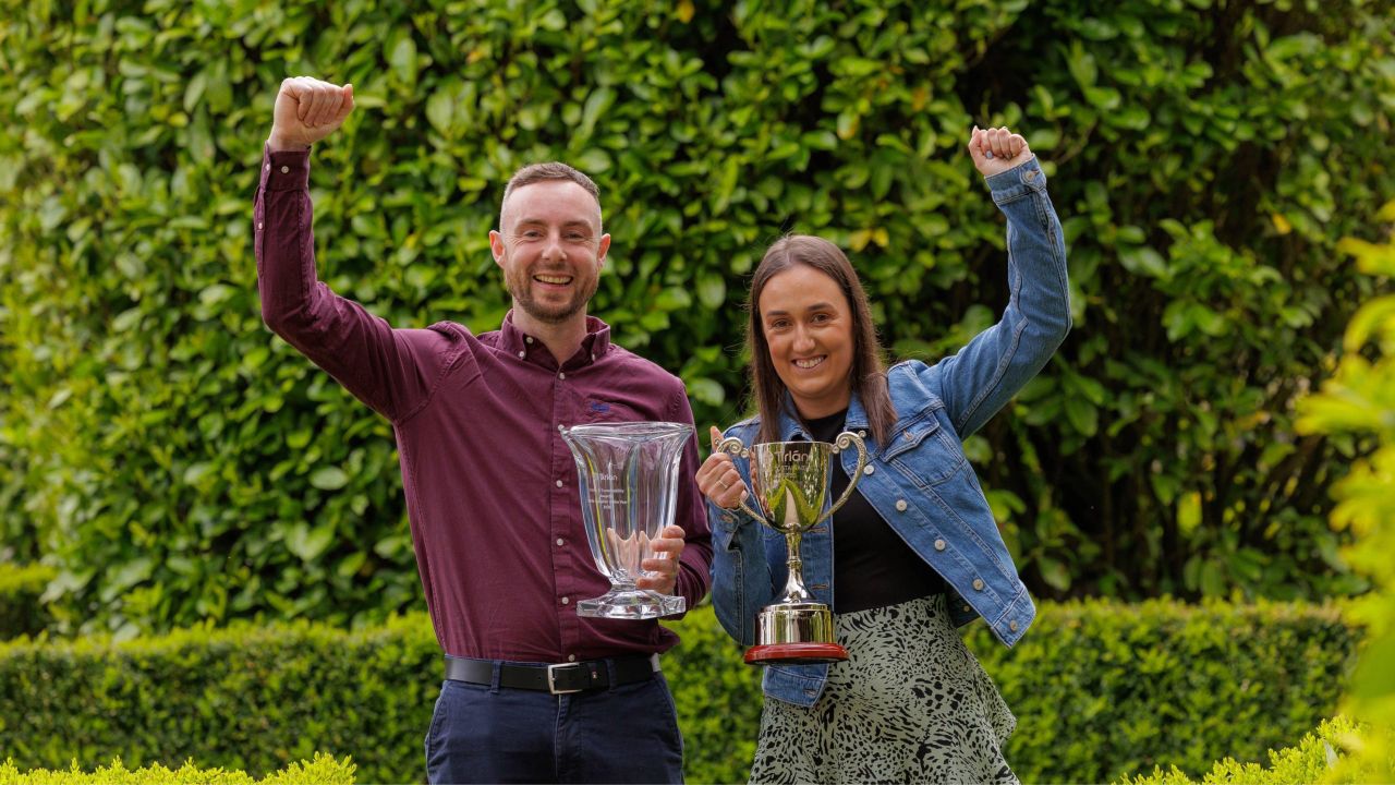 Tirlán milk supplier of the Year award winners Shane and Kate Fitzgerald from Portlaw Co. Waterford. Image: Dylan Vaughan