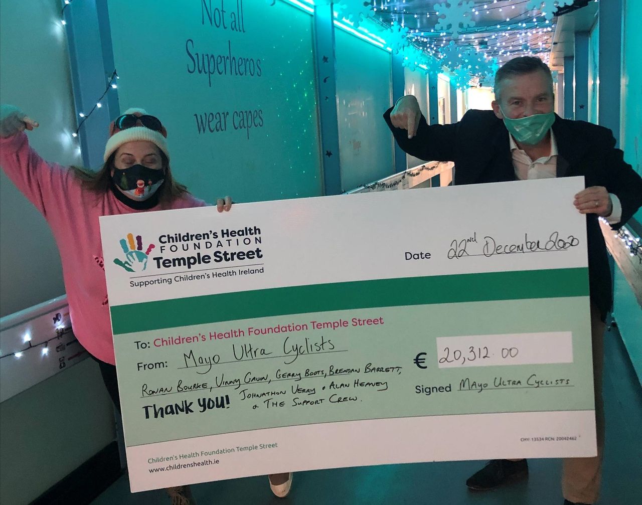 Mayo Ultra Cyclists present €81,000 to charities following fearsome physical feat