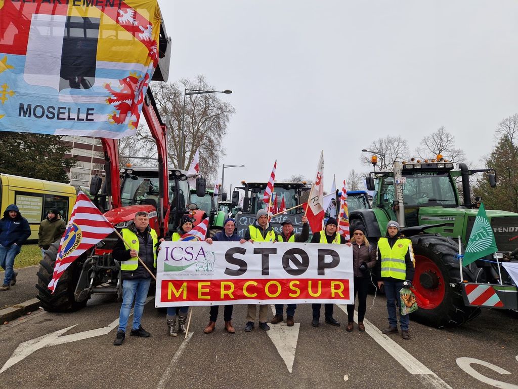 ICSA members at the Mercosur protest in Strasbourg. Source: ICSA