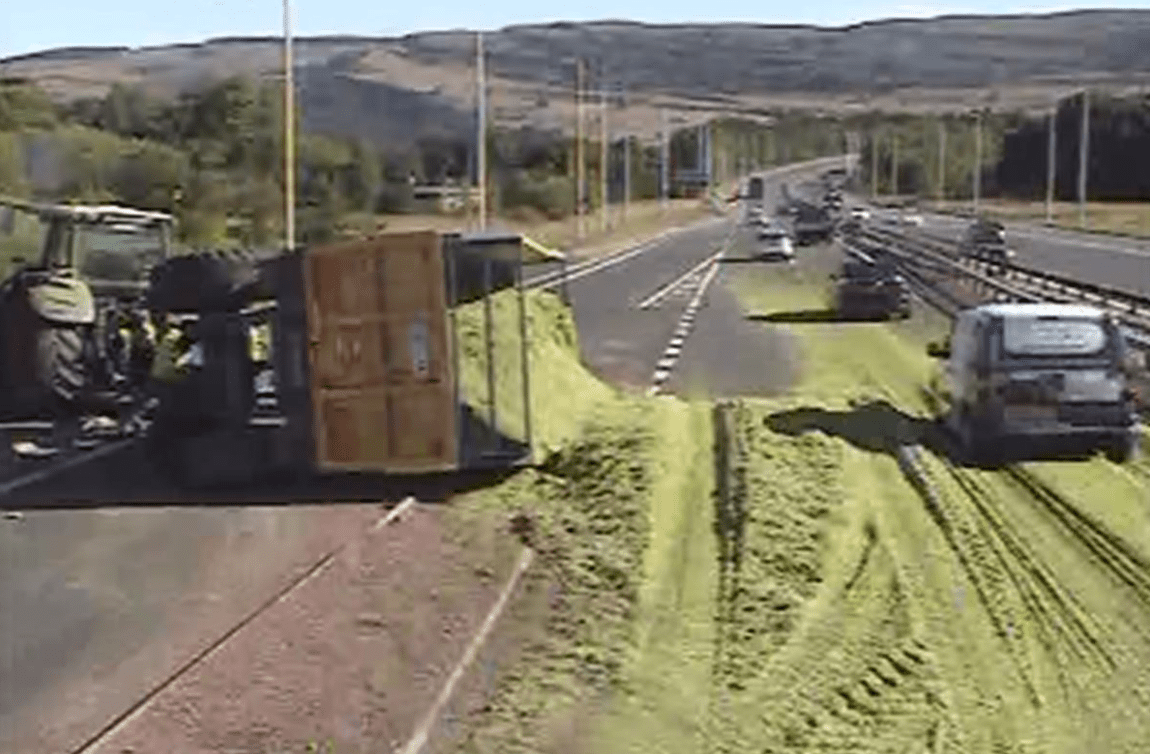 Silage spills across speedy Scottish motorway