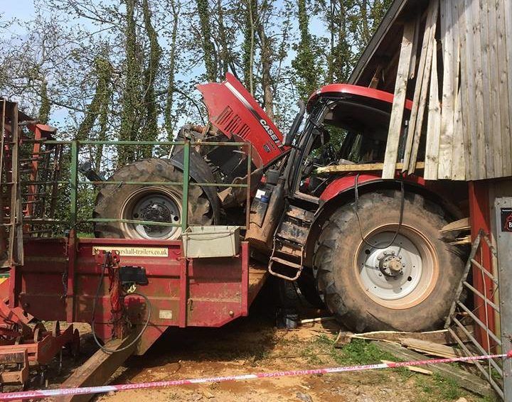 Pics: UK driver has lucky escape from runaway tractor