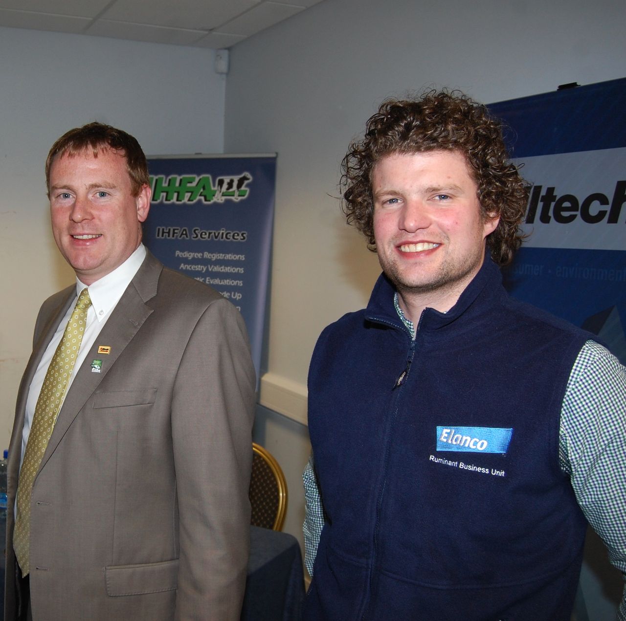 Elanco veterinarian Francis Cosgrave (right) with Alltech's John Lawlor at last weekend's Emerald Expo 