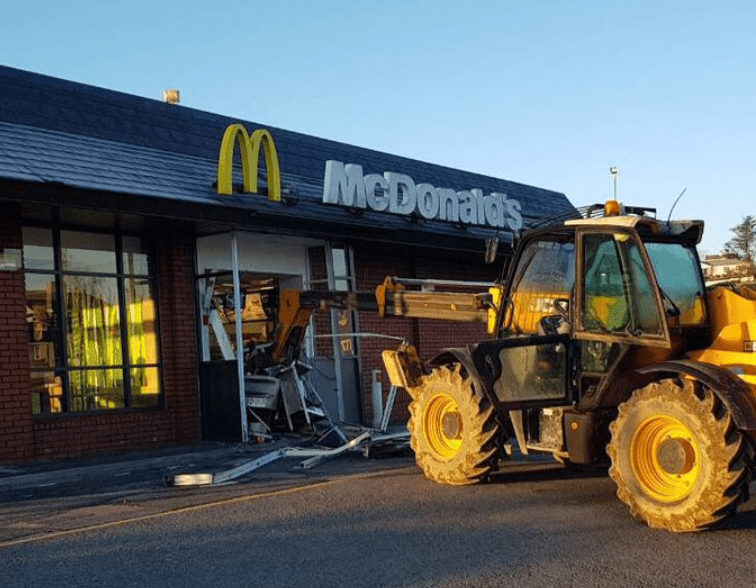 JCB smashed into McDonalds restaurant in Limerick