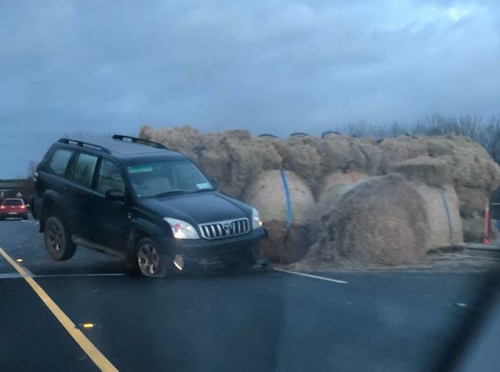 Collision and hay spill on major motorway