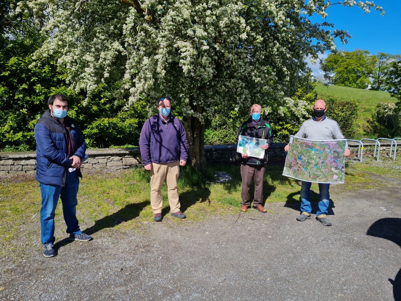 Patrick McCabe and Seán Corrigan (both NFGWS), with Bert Curley and Shane Curley of Glinsk-Creggs GWS, Co. Galway, during an initial site visit as part of the integrated source protection planning process