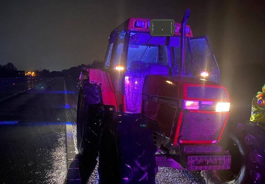 Tractor driver arrested for driving on motorway...in wrong direction