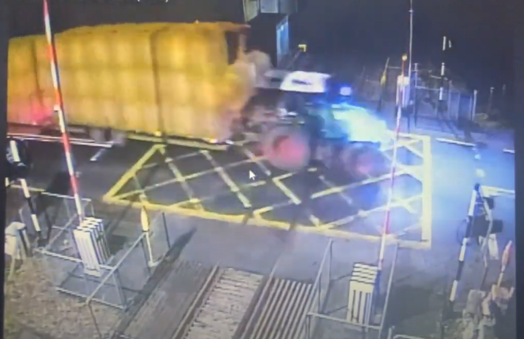 Irish Rail releases video of tractor breaking level crossing barrier