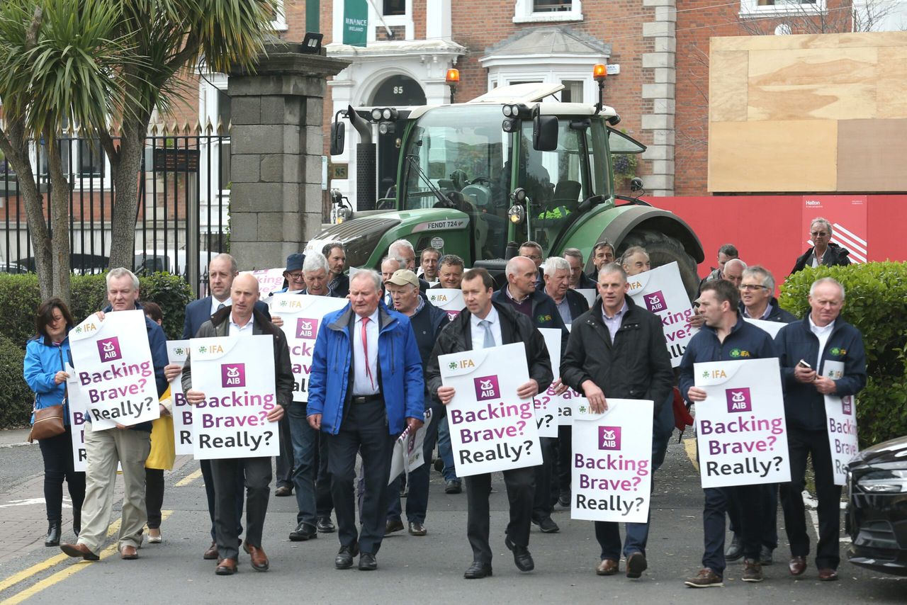 Farmers descend on AIB's AGM in Ballsbridge